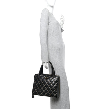 Chanel Calfskin Wild Stitch Vertical Top Handle Bag Black 2 of 16