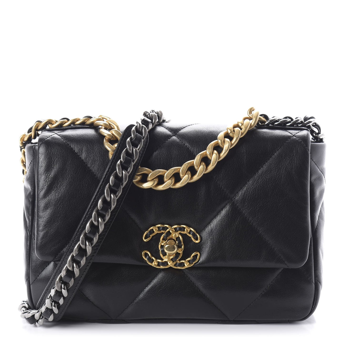 Goatskin Quilted Medium 19 Flap Black
