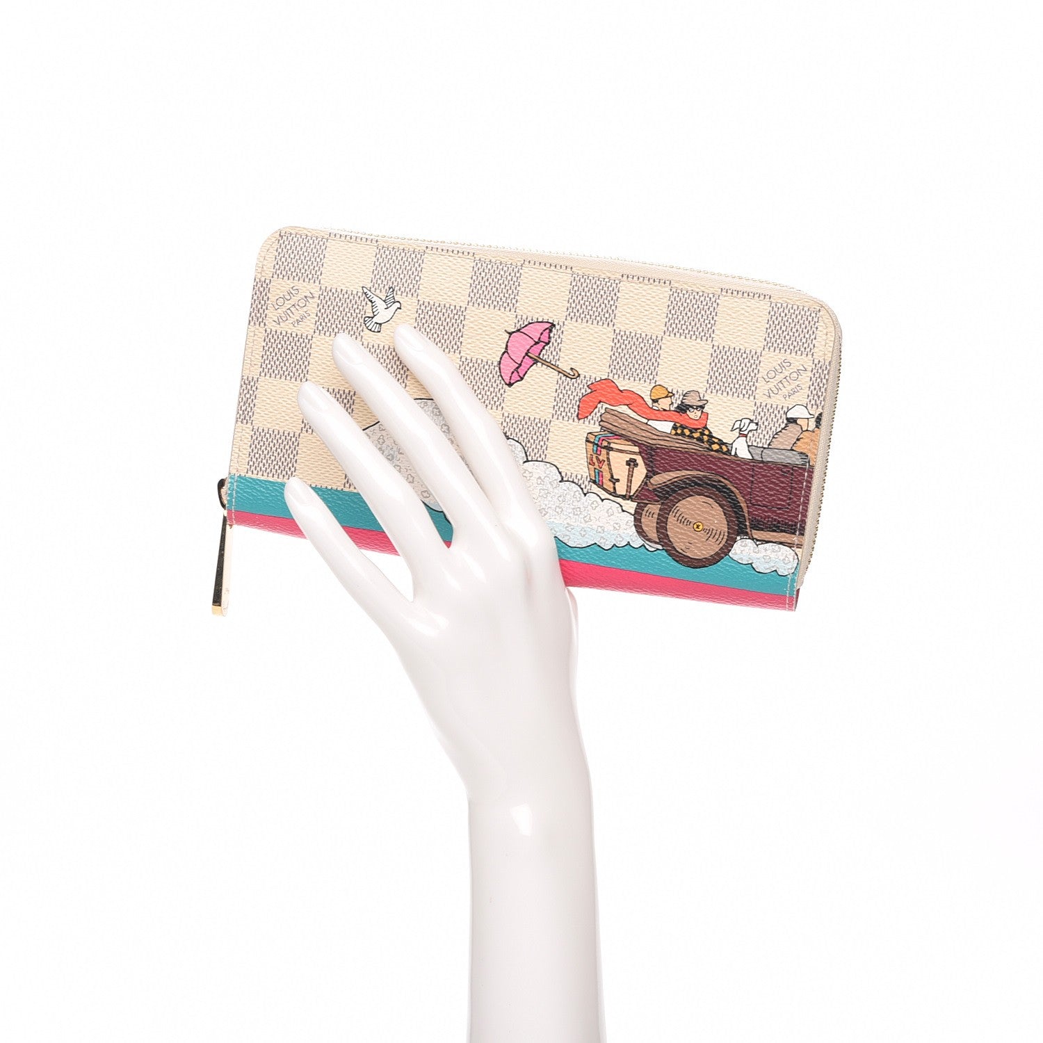 Louis Vuitton Damier Azur 2015 Christmas Animation Zippy Wallet Hibiscus 2 of 9