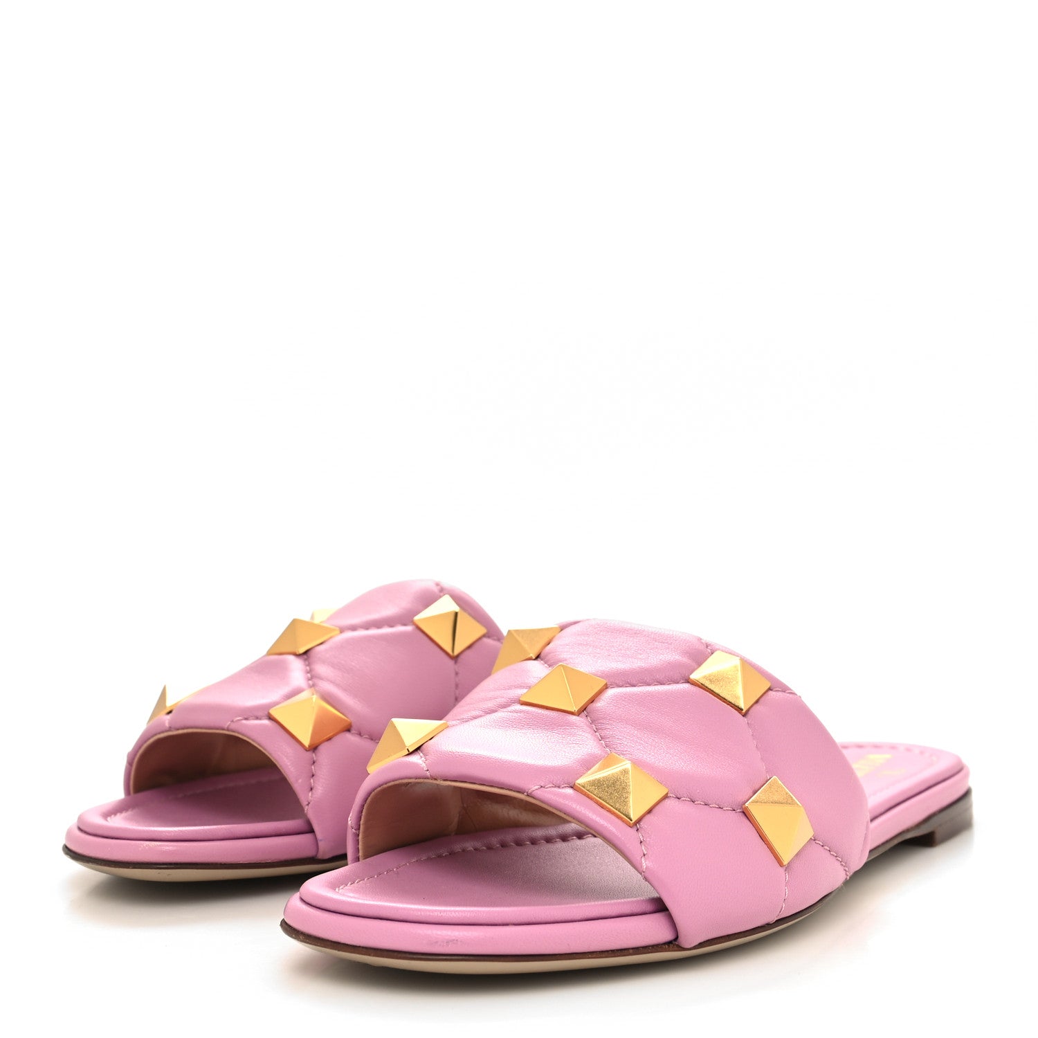 Valentino Garavani Nappa Roman Stud Flat Slide Sandals 37 Giacinto 3 of 8
