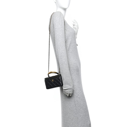 Chanel Lambskin Quilted Metal Small Top Handle Vanity Case With Chain Black 2 of 12