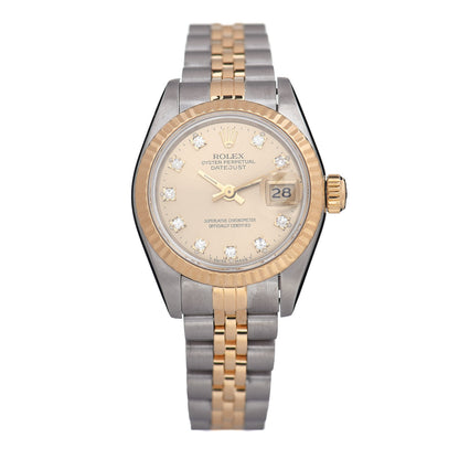 Rolex Stainless Steel 18K Yellow Gold Diamond 26mm Oyster Perpetual Datejust Watch Champagne 69173 1 of 4