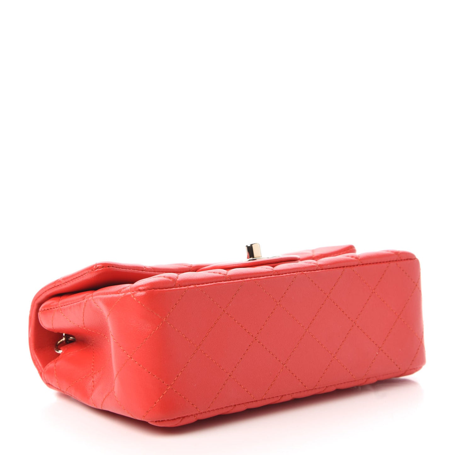 Lambskin Quilted Mini Rectangular Flap Red