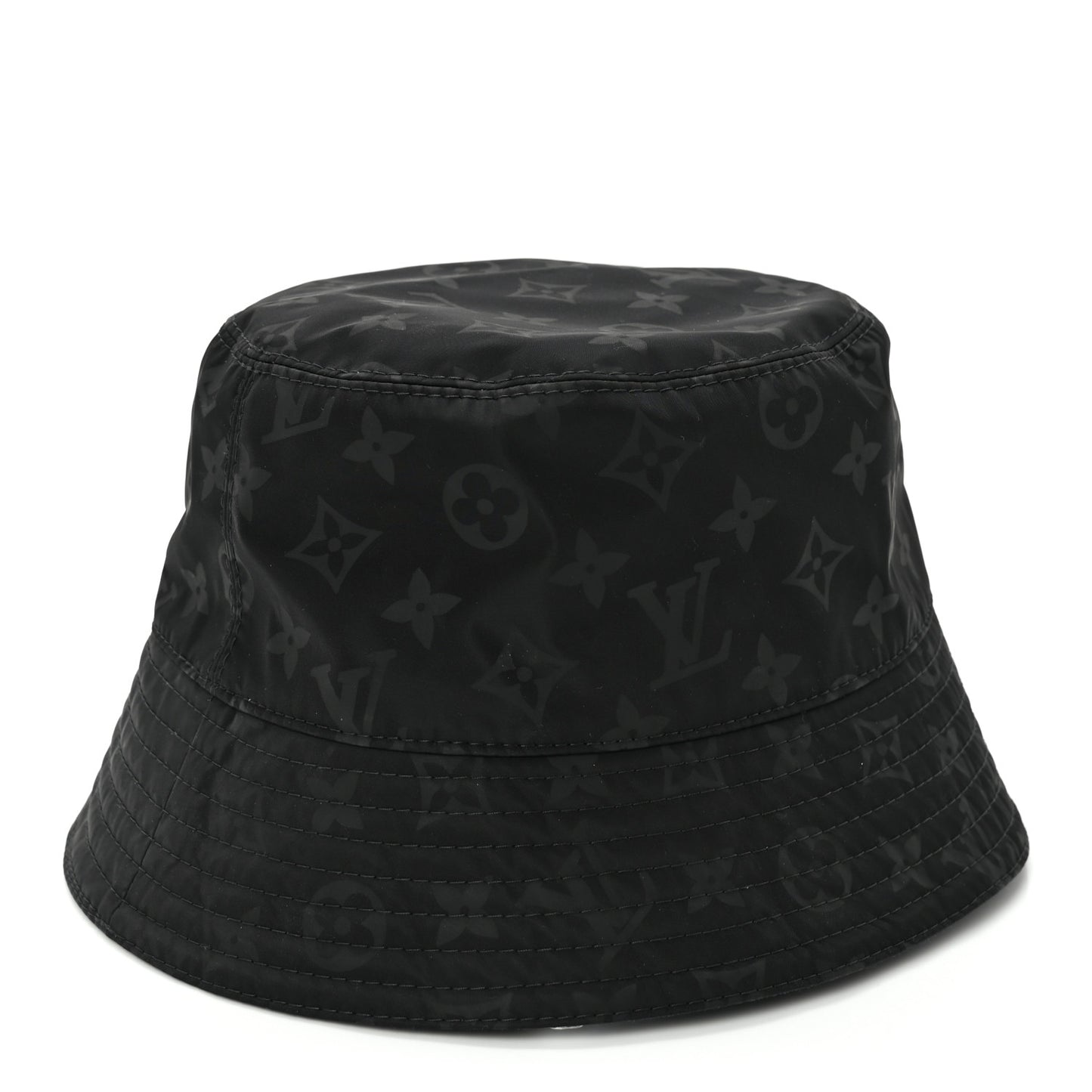 Nylon Wool Monogram Reversible MNG Rain Bucket Hat M Black Navy