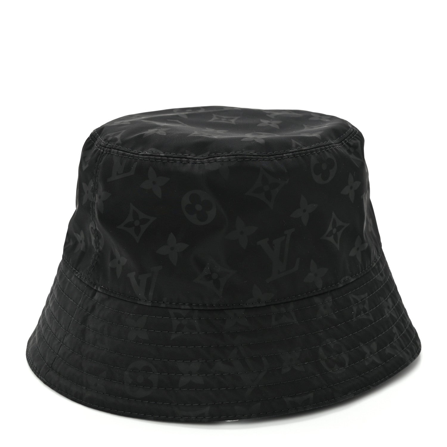 Louis Vuitton Nylon Wool Monogram Reversible MNG Rain Bucket Hat M Black Navy 12 of 16