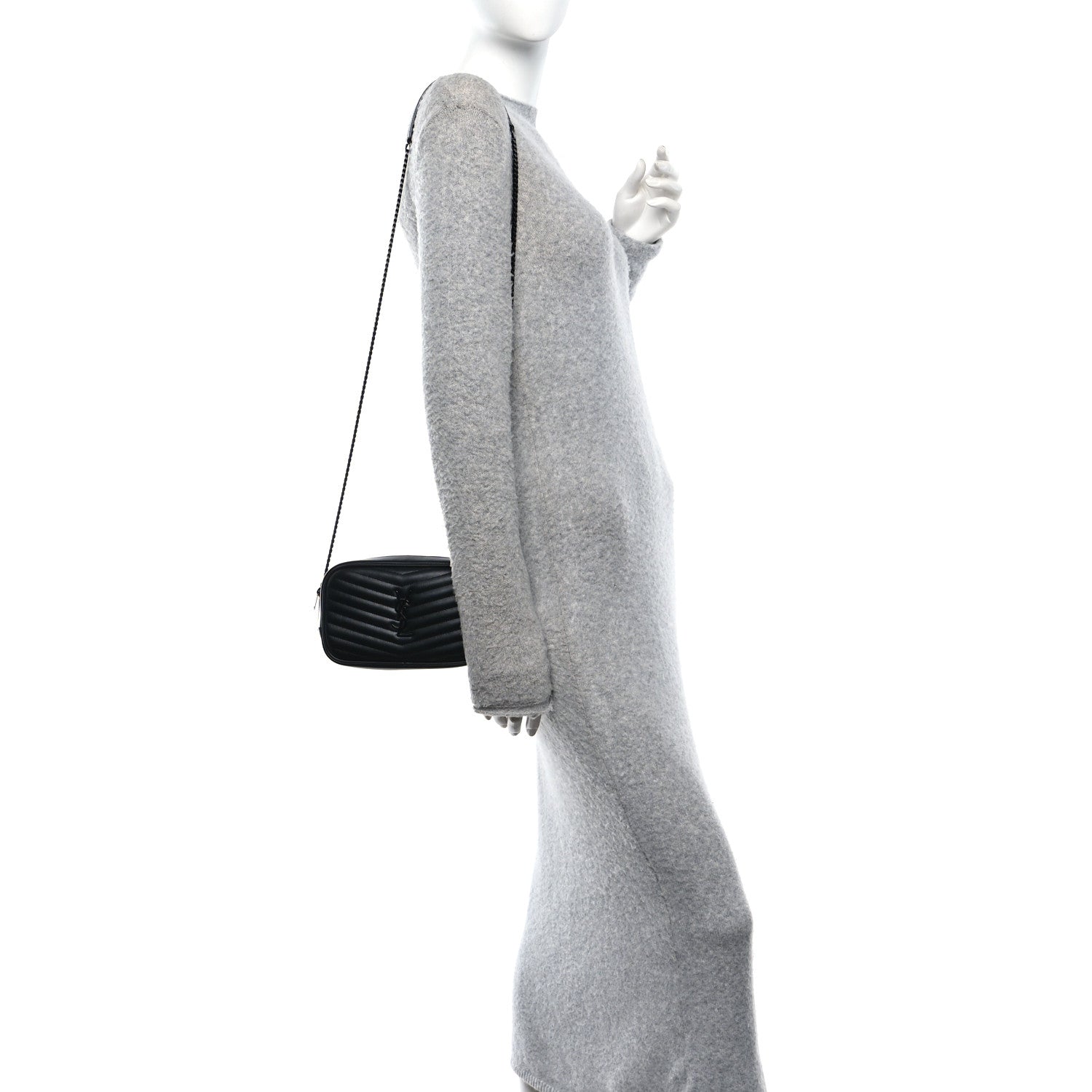 Saint Laurent Calfskin Matelasse Monochrome Monogram Mini Lou Camera Bag Black 2 of 10