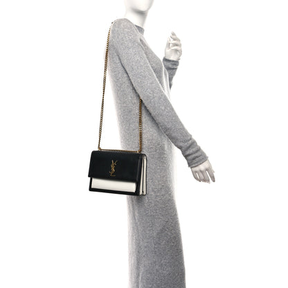 Saint Laurent Calfskin Bi-Color Medium Monogram Sunset Black Pearl White 2 of 11