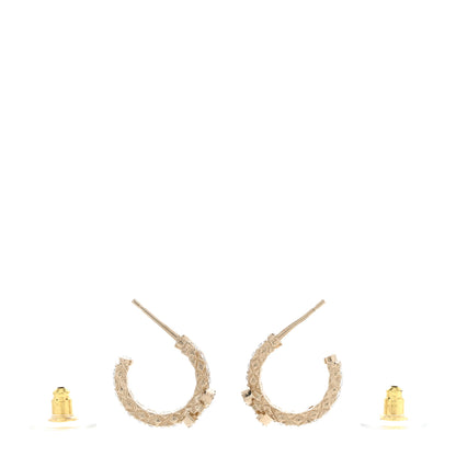 Chanel Metal Crystal Quilted CC Hoop Earrings Gold 3 of 4