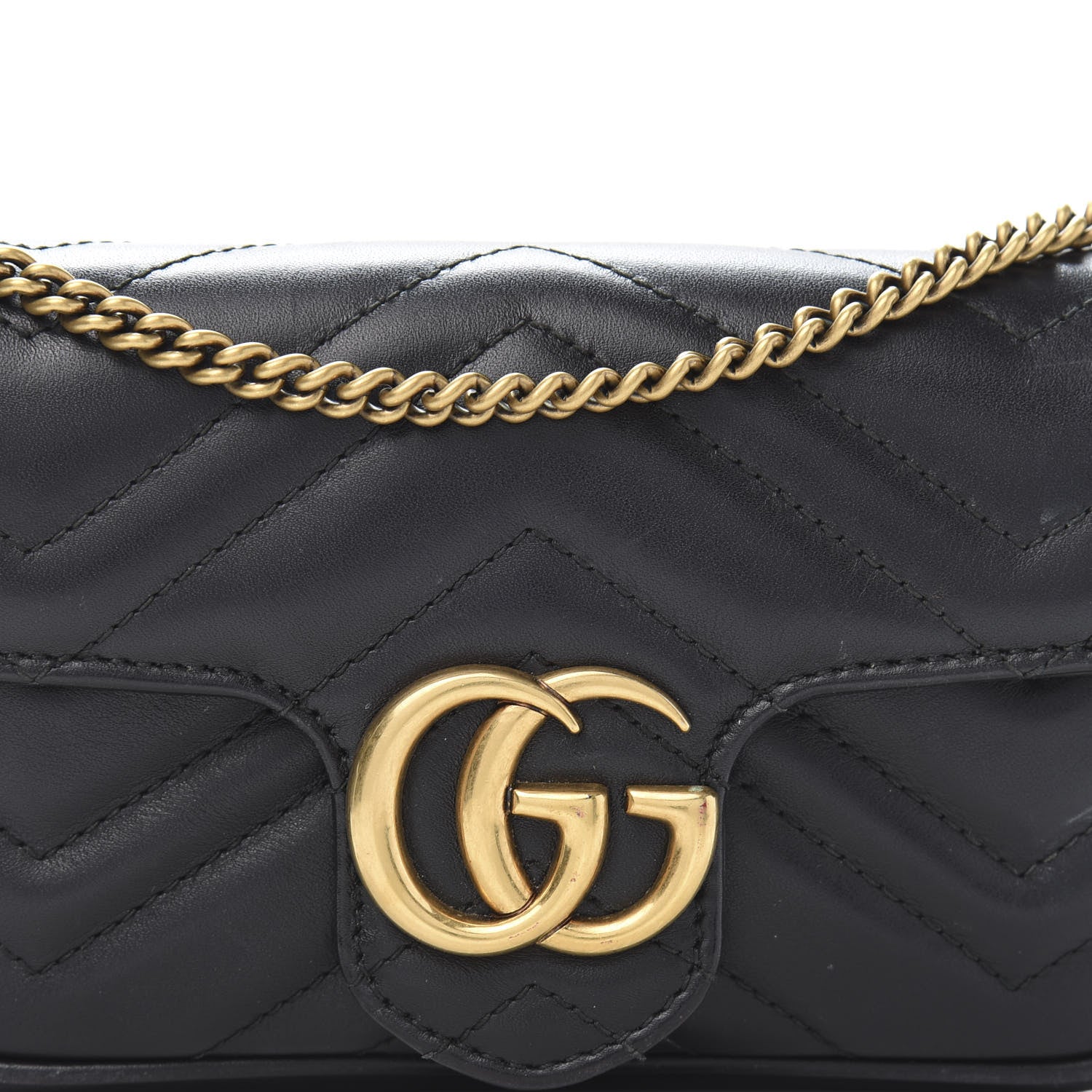 Gucci Calfskin Matelasse Super Mini GG Marmont Shoulder Bag Black 11 of 12