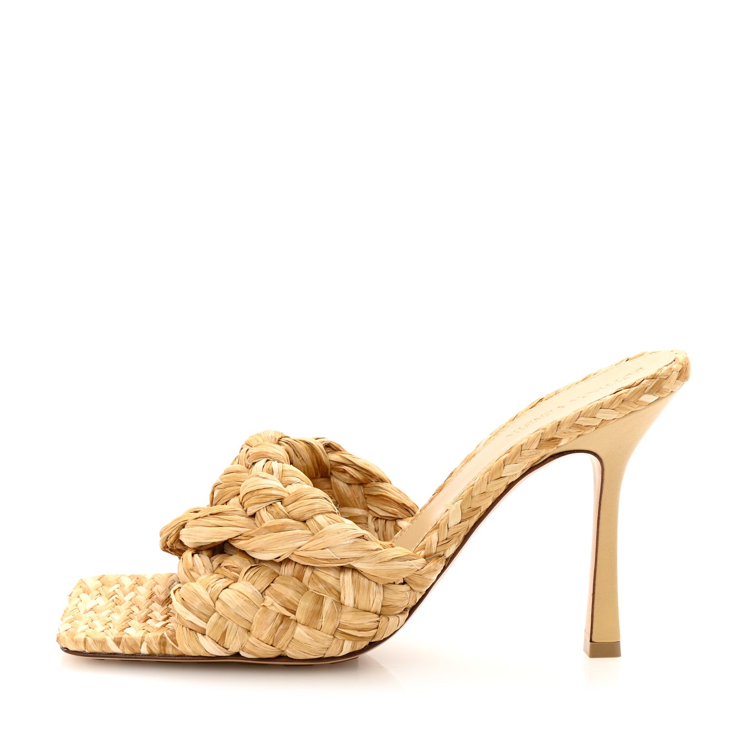 Bottega Veneta Raffia Twisted Intrecciato Stretch Mule Sandals 40 Macadamia 1 of 9