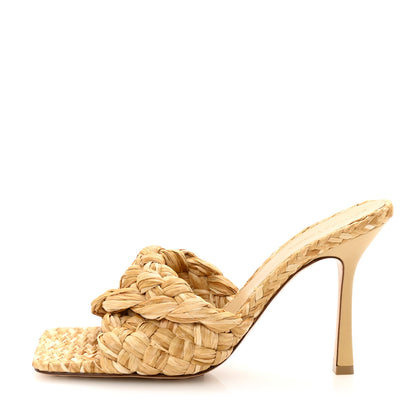 Bottega Veneta Raffia Twisted Intrecciato Stretch Mule Sandals 40 Macadamia 1 of 9