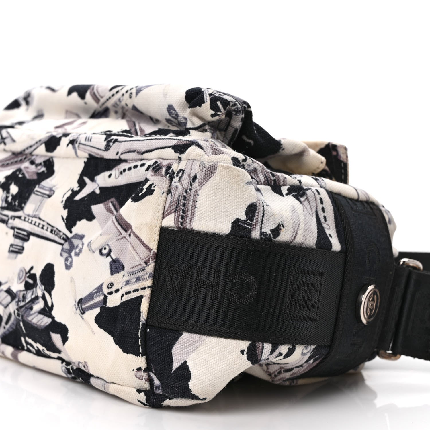 Chanel Canvas Coco Airline Messenger Bag Black White 10 of 10