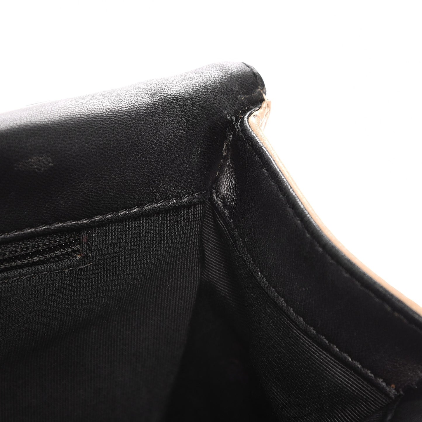 Lambskin Quilted Large Boy Flap Beige Black