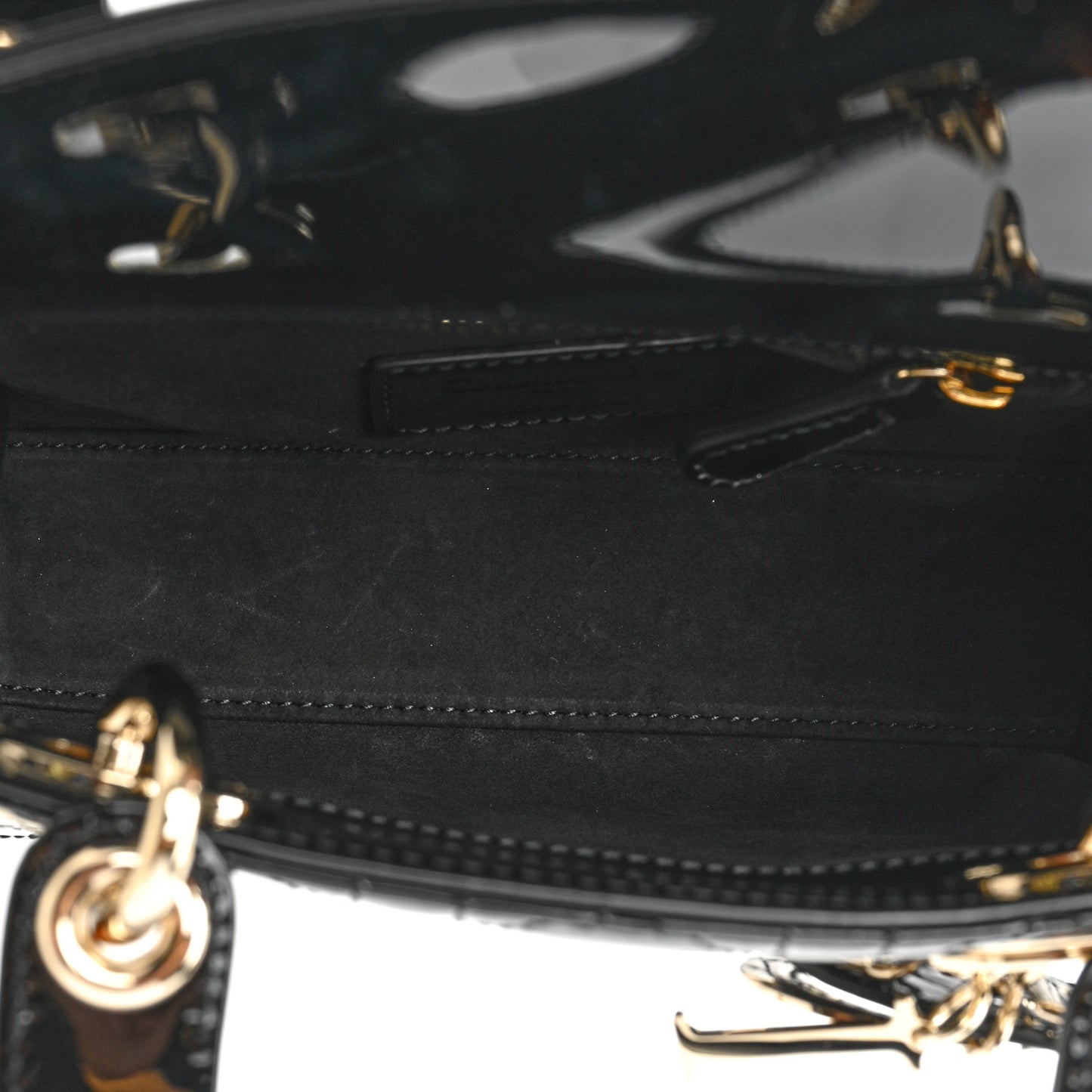 Patent Cannage Mini Lady Dior Black