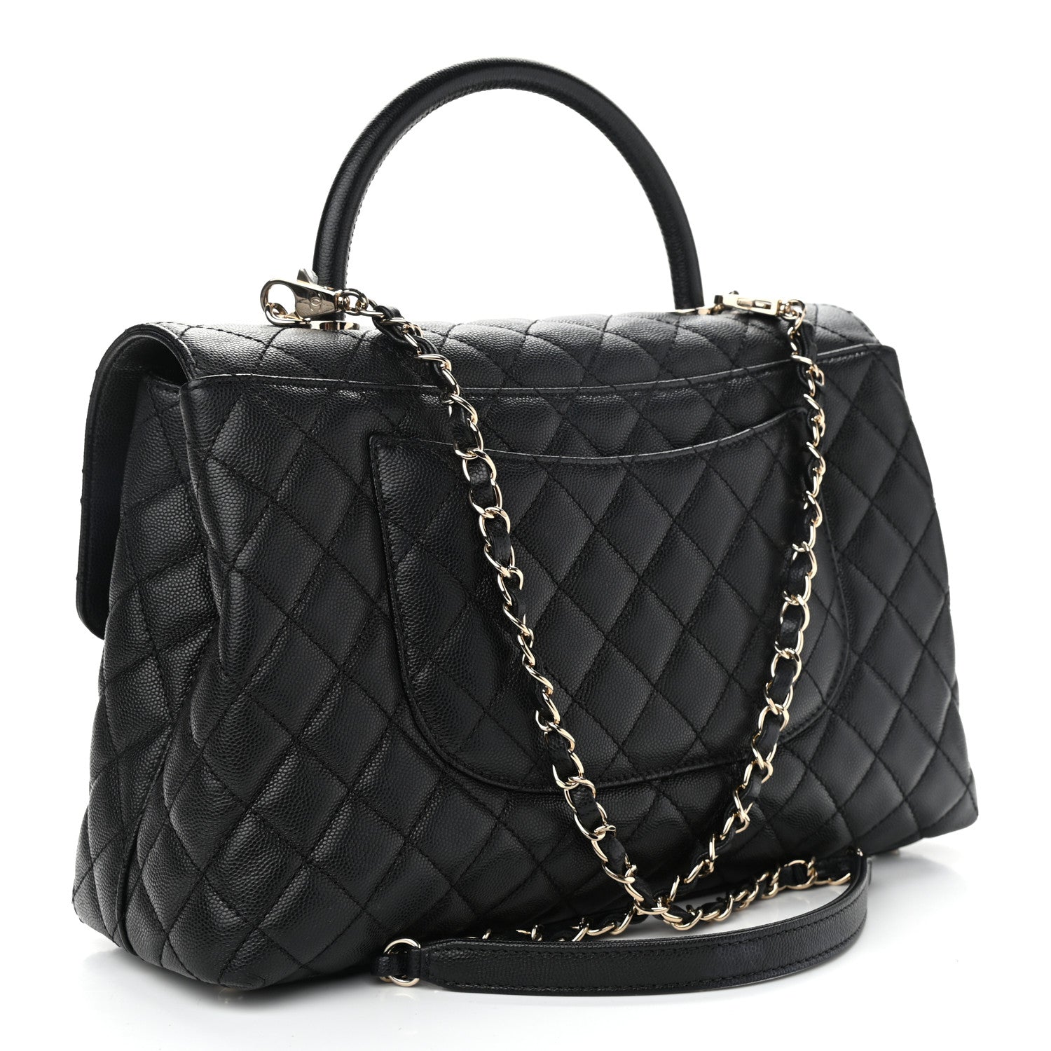 Chanel Caviar Quilted Medium Coco Handle Flap Black 3 of 10