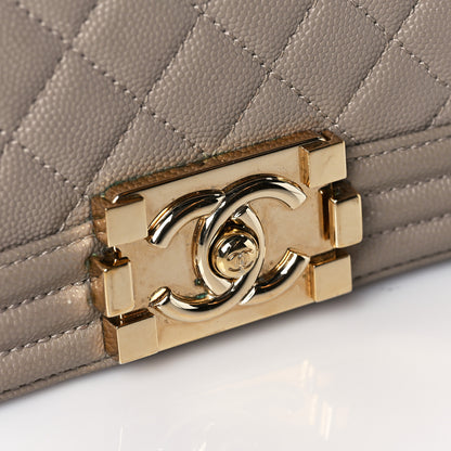 Chanel Caviar Quilted Medium Boy Flap Dark Beige 10 of 11