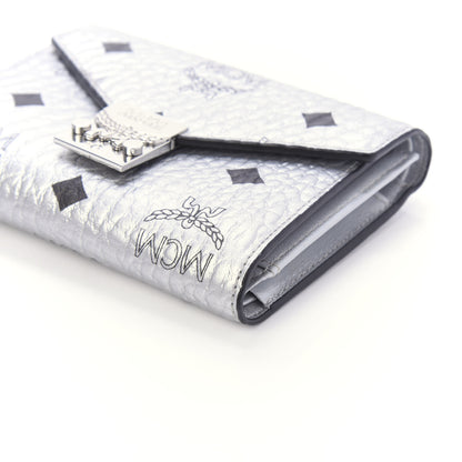 MCM Metallic Visetos Compact Wallet Silver 7 of 10