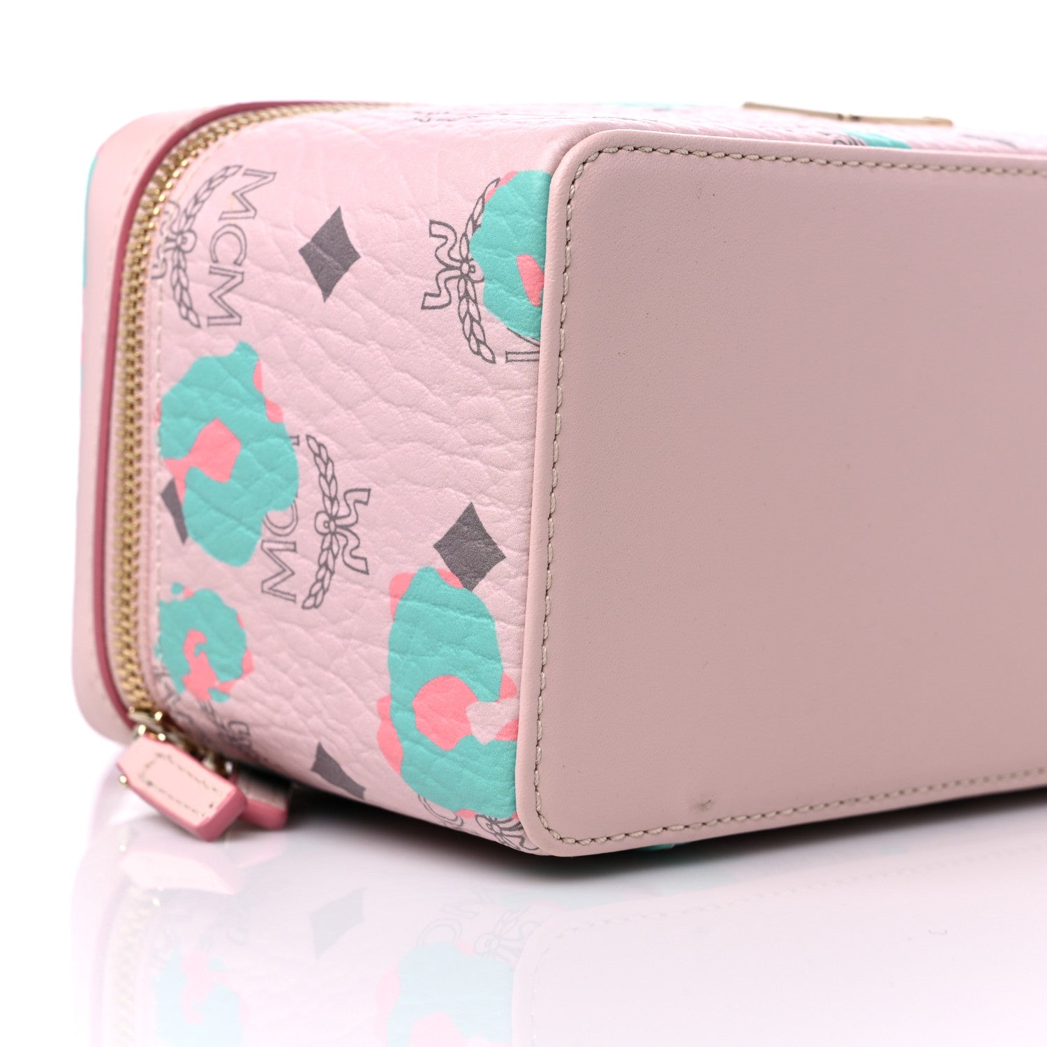 MCM Visetos Floral Leopard Vanity Case Pink 7 of 9