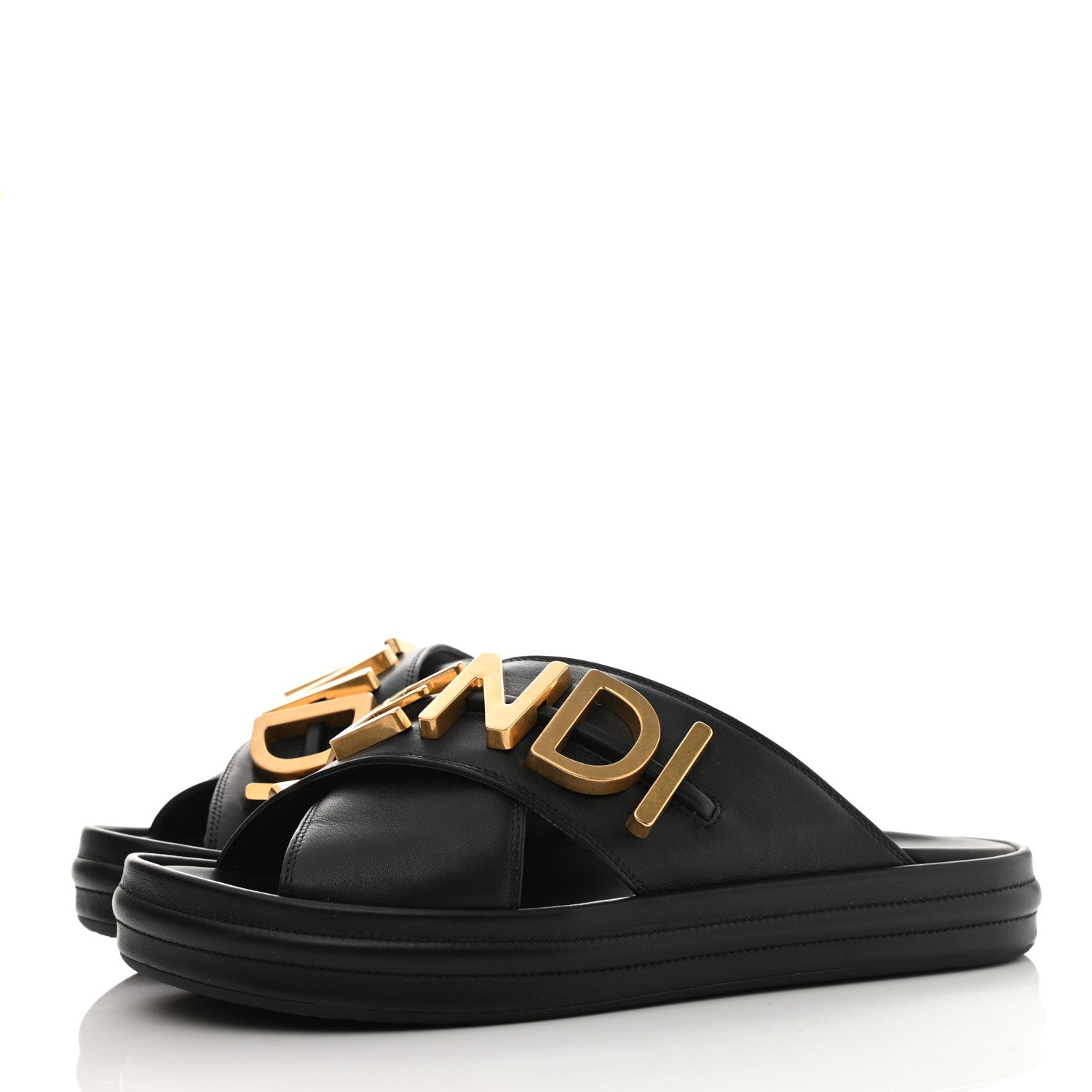 Fendi Vitello Womens Fendigraphy Slide Sandals 36.5 Black 3 of 9