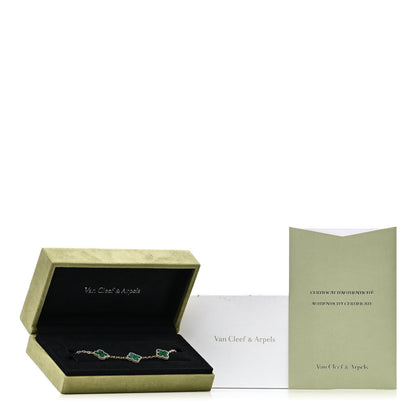 Van Cleef & Arpels 18K Yellow Gold Malachite 5 Motifs Vintage Alhambra Bracelet 5 of 5