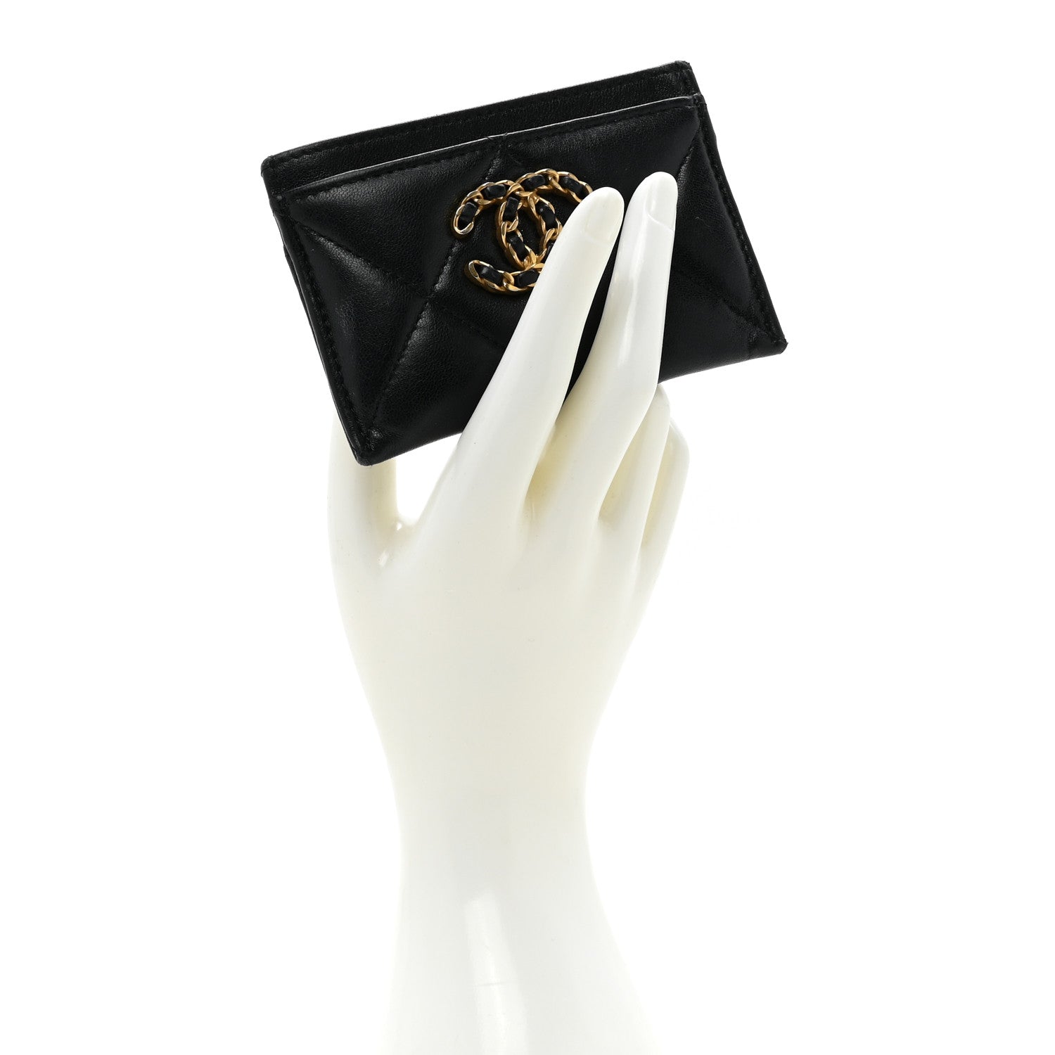 Chanel Lambskin Quilted Chanel 19 Card Holder Black 2 of 14