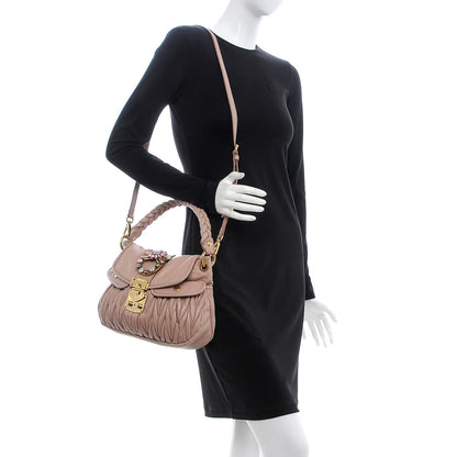 Miu Miu Nappa Matelasse Crystal Coffer Top Handle Cammeo 2 of 9