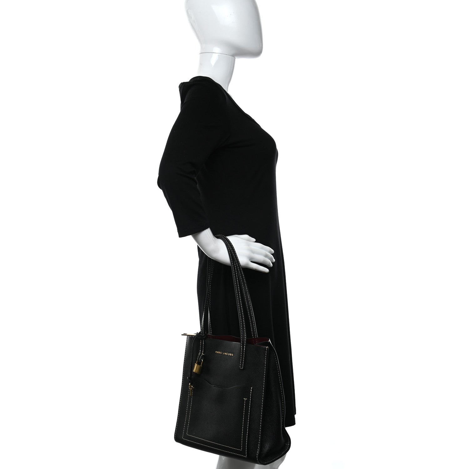 Marc Jacobs Grained Calfskin Medium Grind T Pocket Tote Black 2 of 8