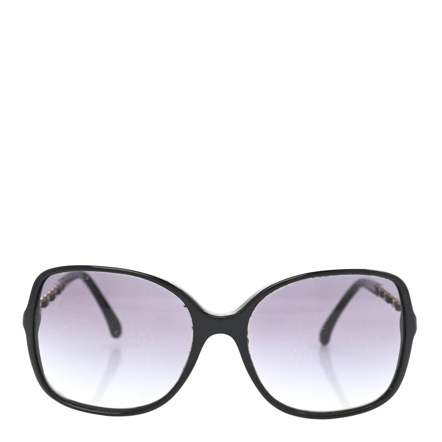 Acetate Lambskin Chain Square Sunglasses 5210-Q Black