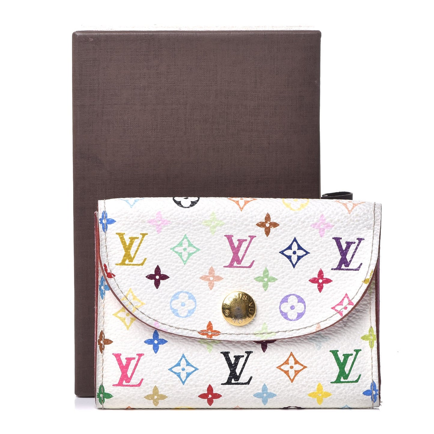 Monogram Multicolor Business Card Holder White Litchi