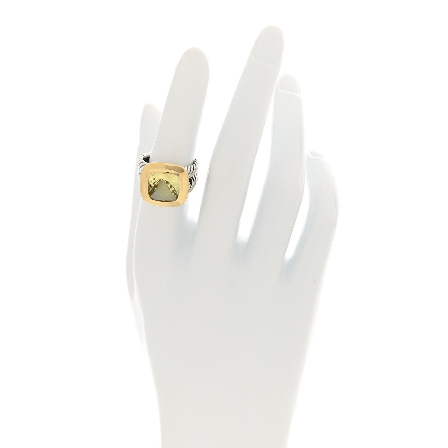 Sterling Silver 18K Yellow Gold Lemon Citrine 11mm Albion Ring 52 6