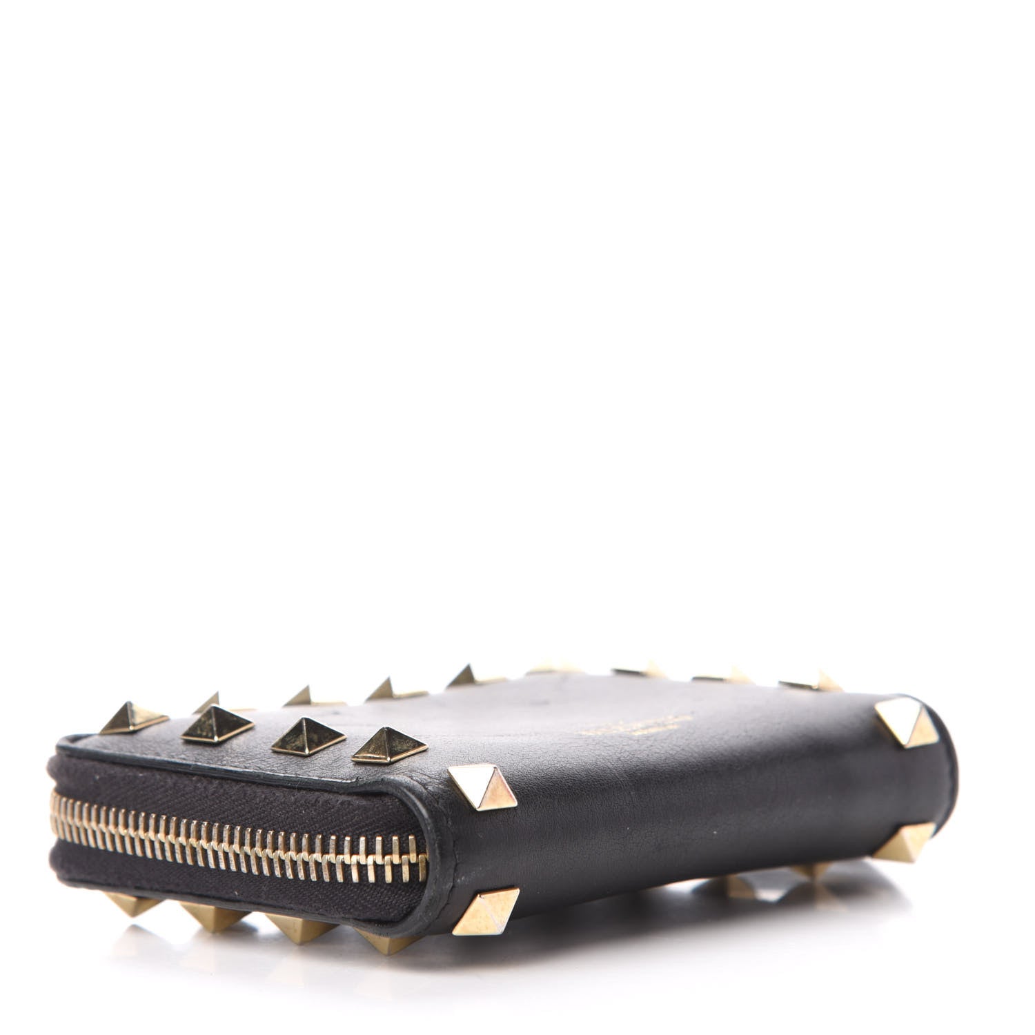 Valentino Garavani Vitello Rockstud Zip Around Card Holder Wallet Black 4 of 7
