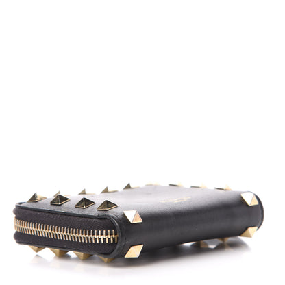 Valentino Garavani Vitello Rockstud Zip Around Card Holder Wallet Black 4 of 7