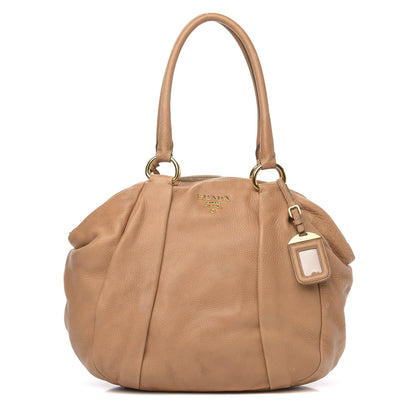 Prada Deerskin Tamponato Pleated Tote Sughero 1 of 17