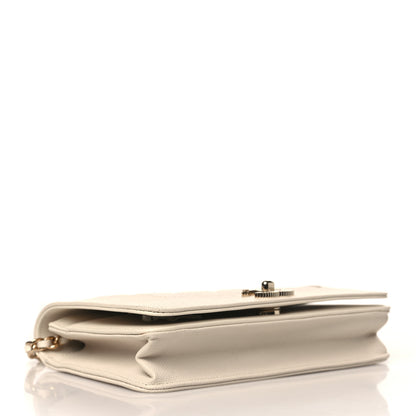 Chanel Caviar Quilted Vintage Mademoiselle Wallet On Chain WOC White 4 of 10