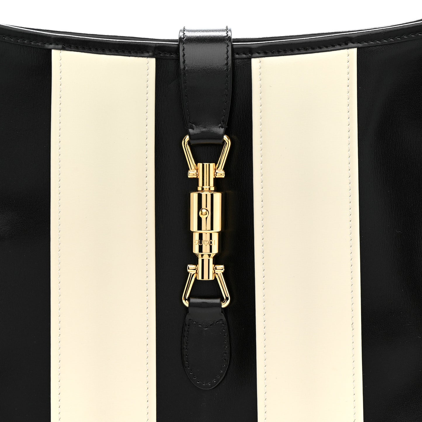 Boarded Dyana Lux Calfskin Striped Medium Jackie 1961 Hobo Black White