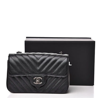 Chanel Iridescent Caviar Chevron Quilted Mini Rectangular Flap Black 10 of 10
