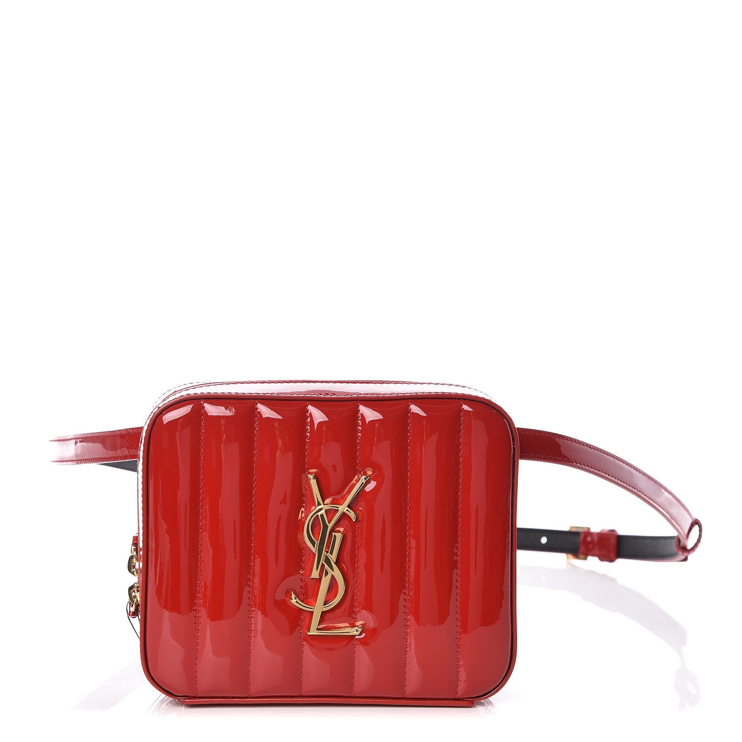 Saint Laurent Patent Matelasse Vicky Monogram Belt Bag Red 1 of 9