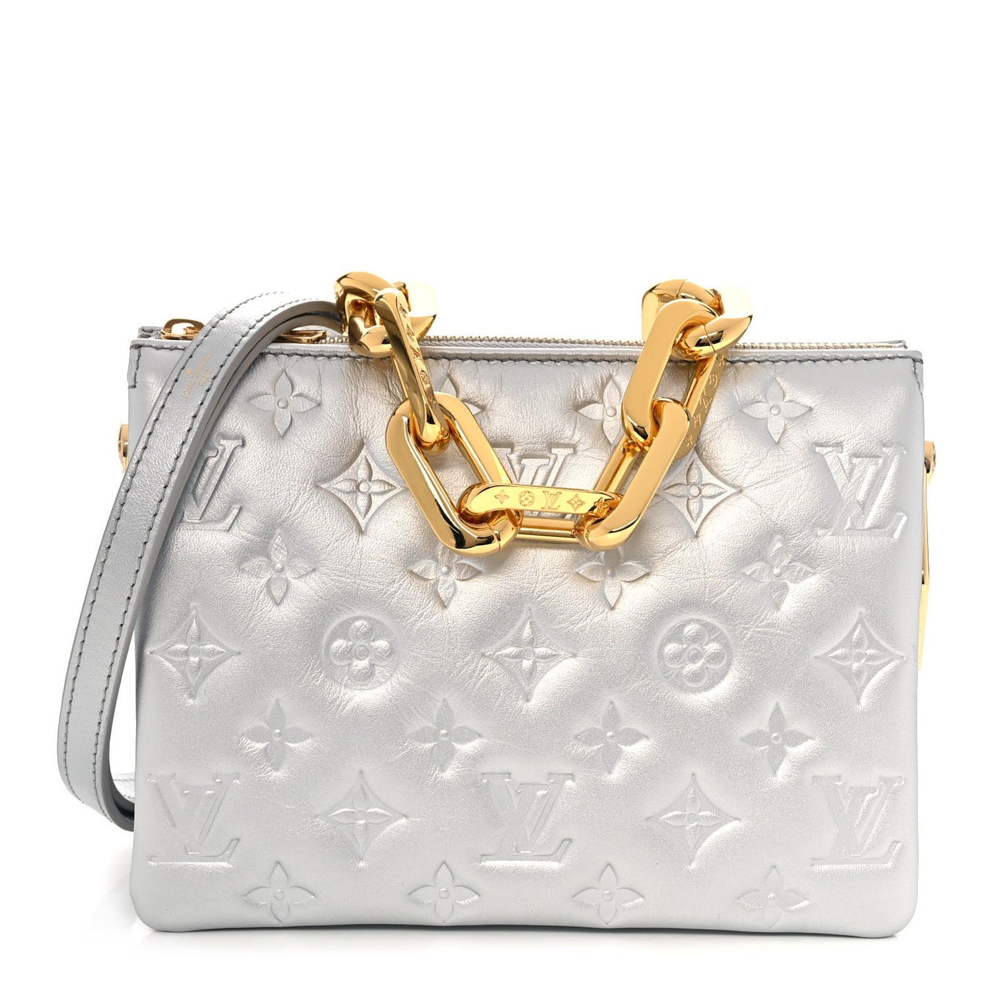 Lambskin Embossed Monogram Coussin BB Silver