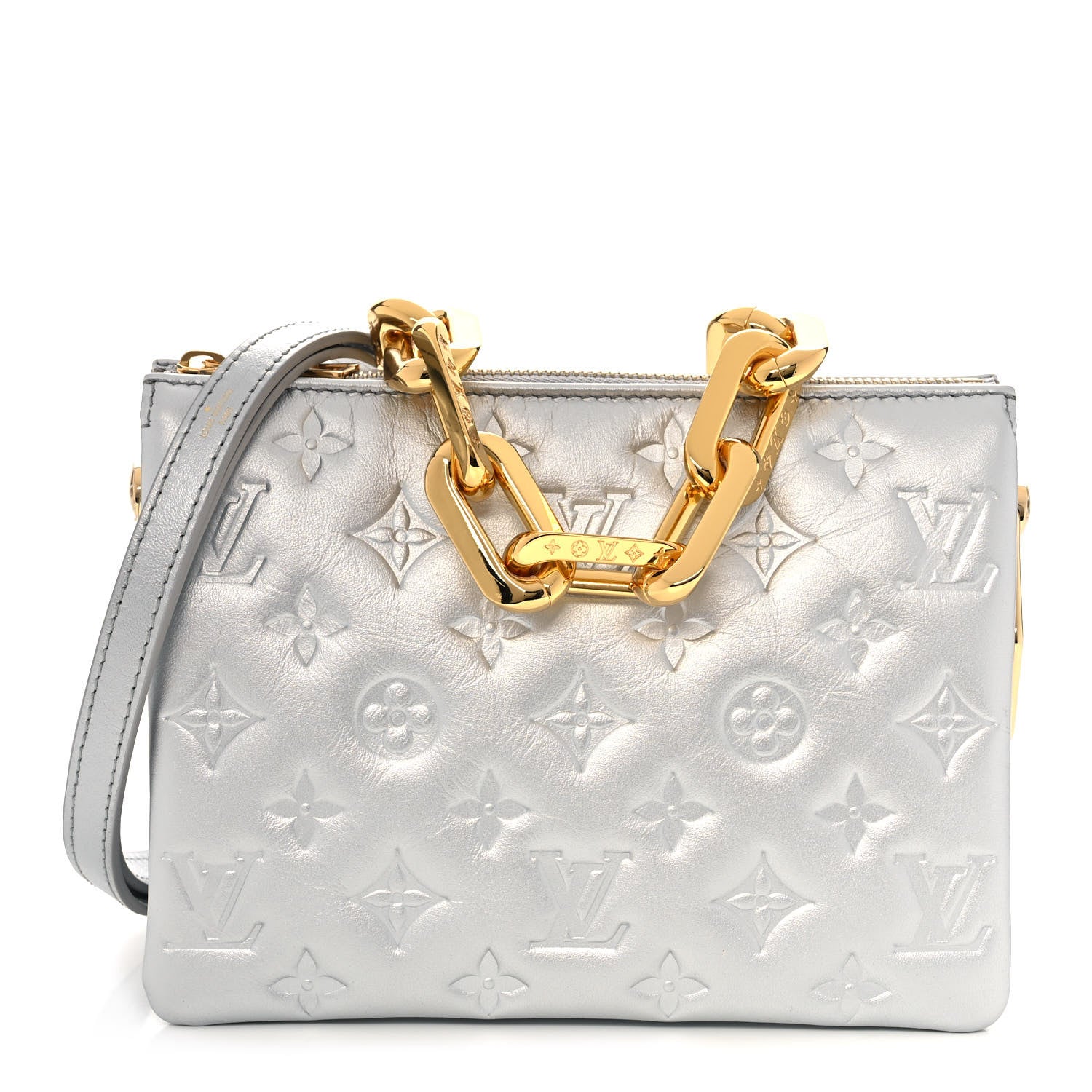 Louis Vuitton Lambskin Embossed Monogram Coussin BB Silver 1 of 9