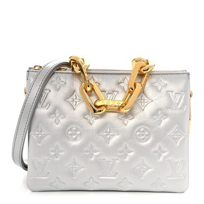 Louis Vuitton Lambskin Embossed Monogram Coussin BB Silver 1 of 9