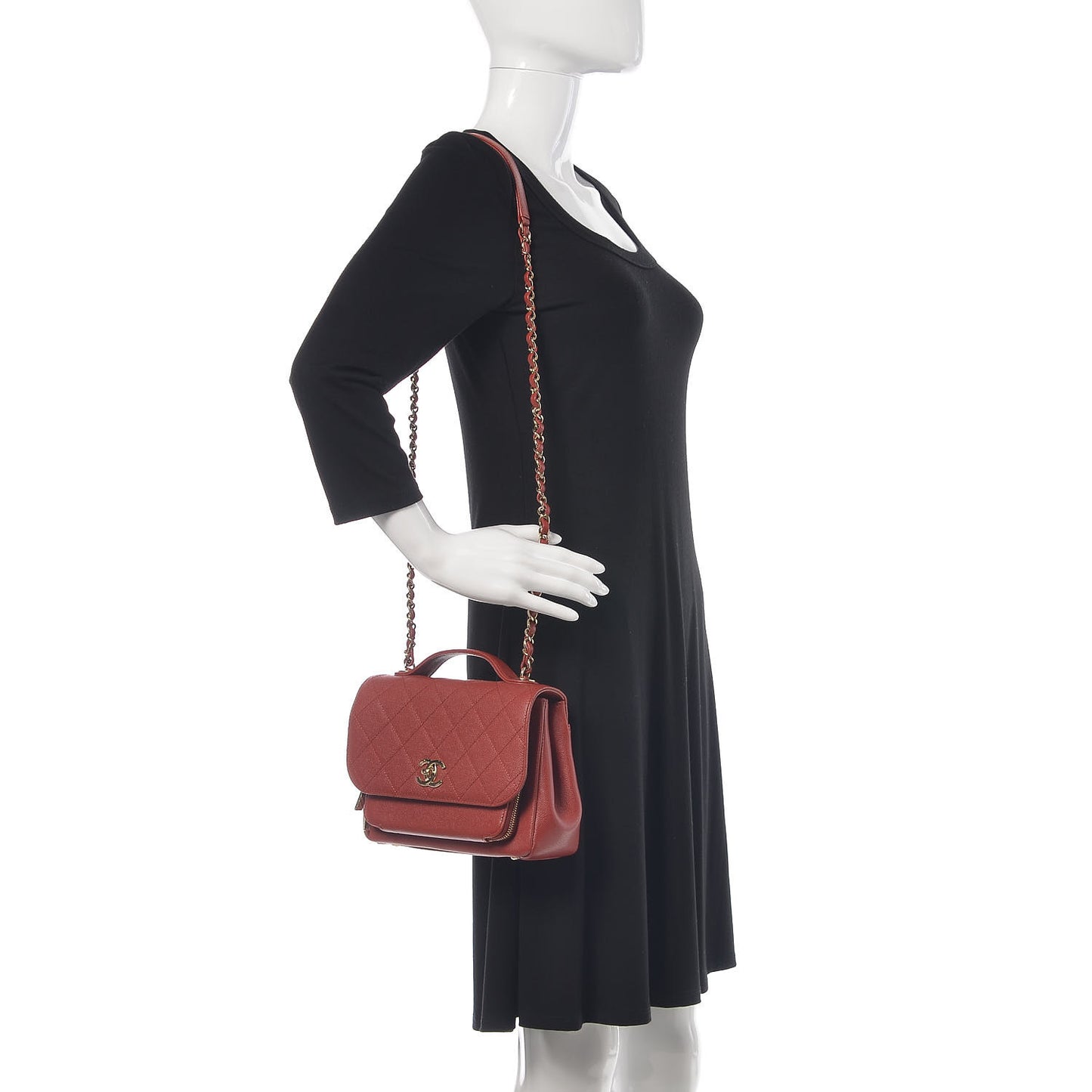 Caviar Quilted Medium Business Affinity Flap Red