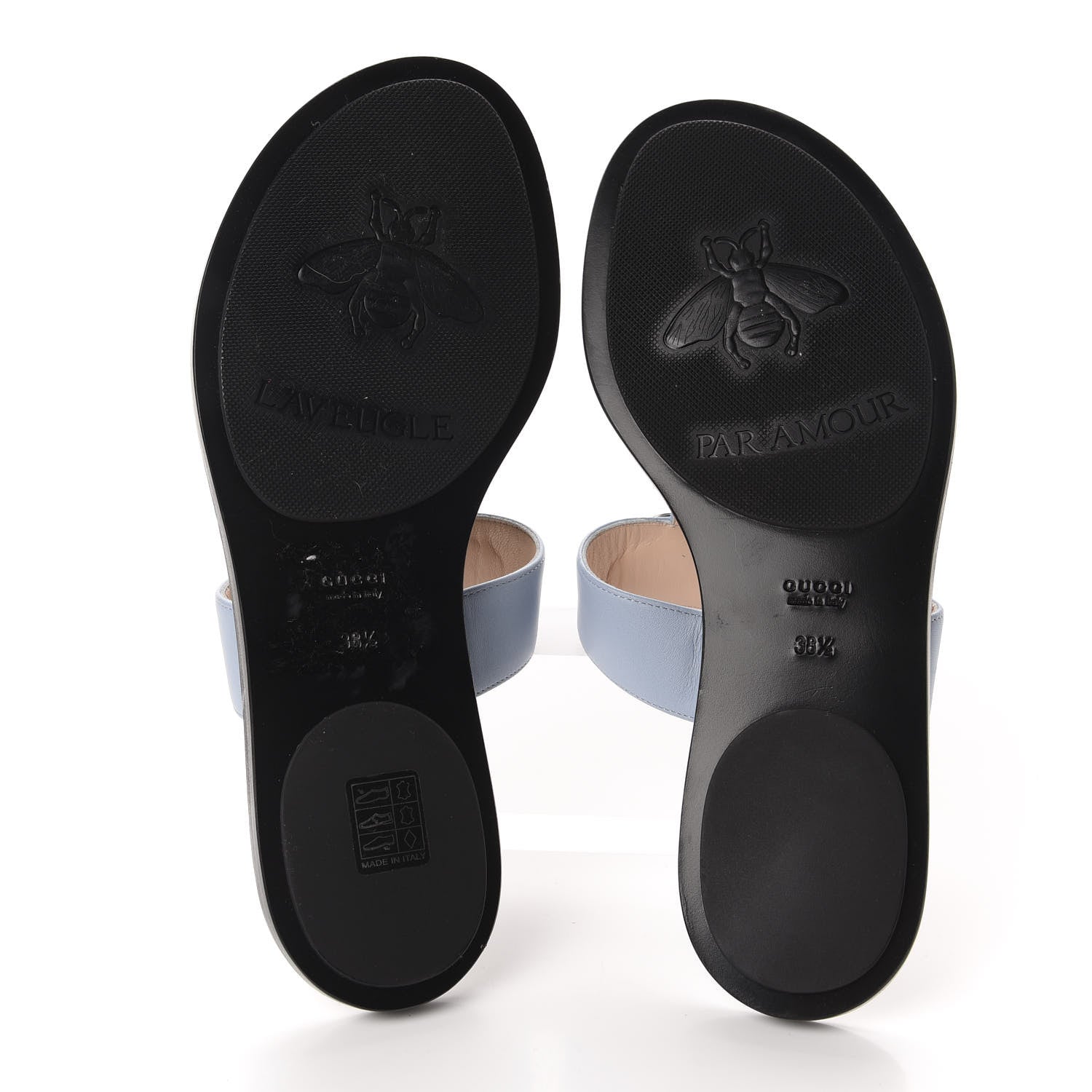 Gucci Calfskin GG Marmont Thong Sandals 38.5 Porcelain Light Blue 6 of 8