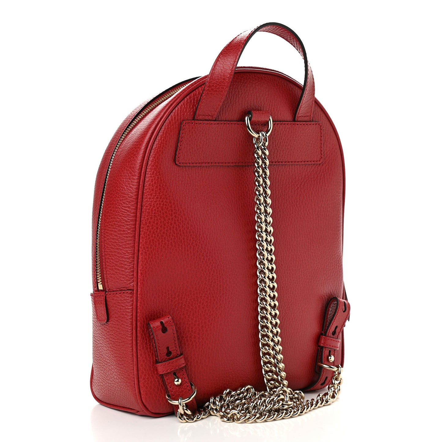 Pebbled Calfskin Soho Chain Backpack Hibiscus Red