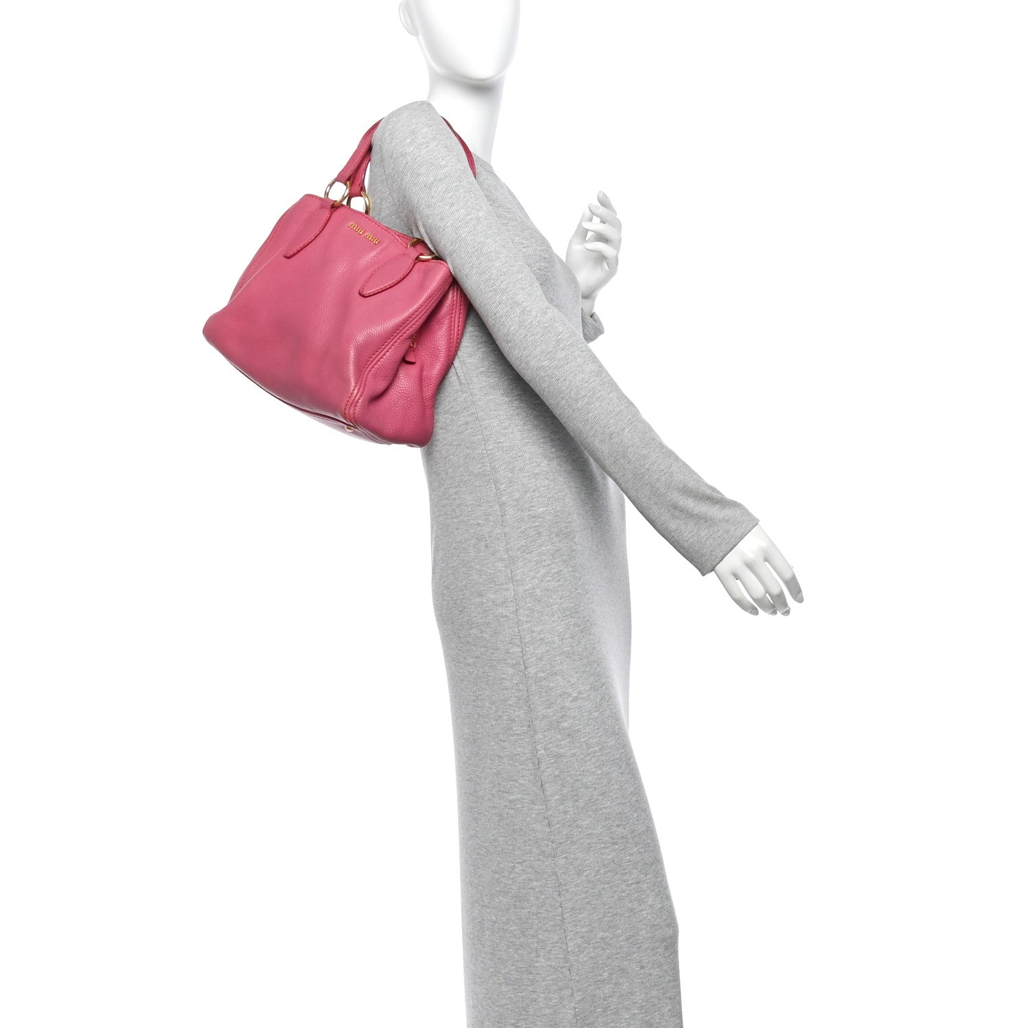 Miu Miu Vitello Daino Caribu Tote Peonia 3 of 10
