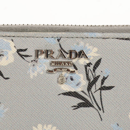 Prada Saffiano Floral Print Metal Zip Around Wallet Acciaio 8 of 10