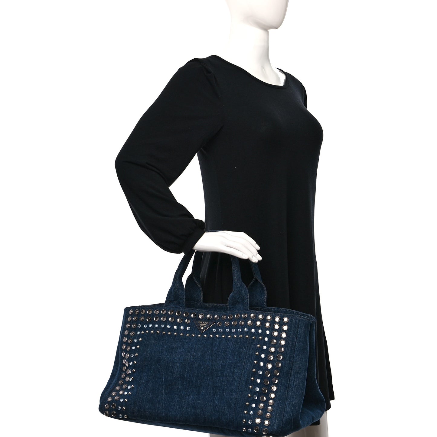 Canapa Denim Crystal Studded Tote Avio