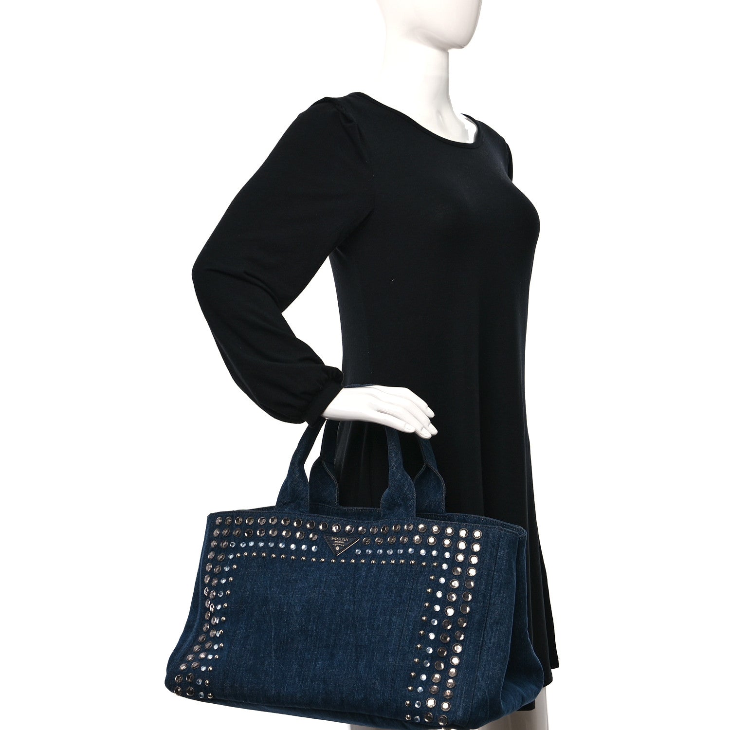 Prada Canapa Denim Crystal Studded Tote Avio 2 of 8