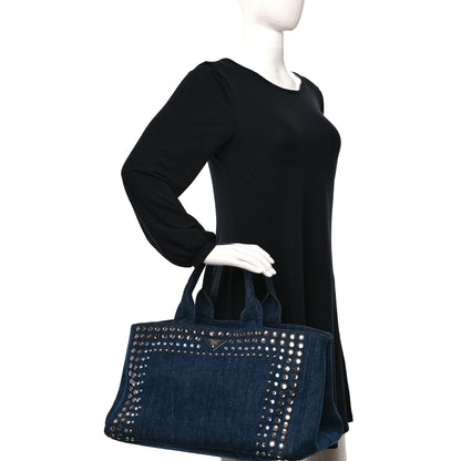 Prada Canapa Denim Crystal Studded Tote Avio 2 of 8