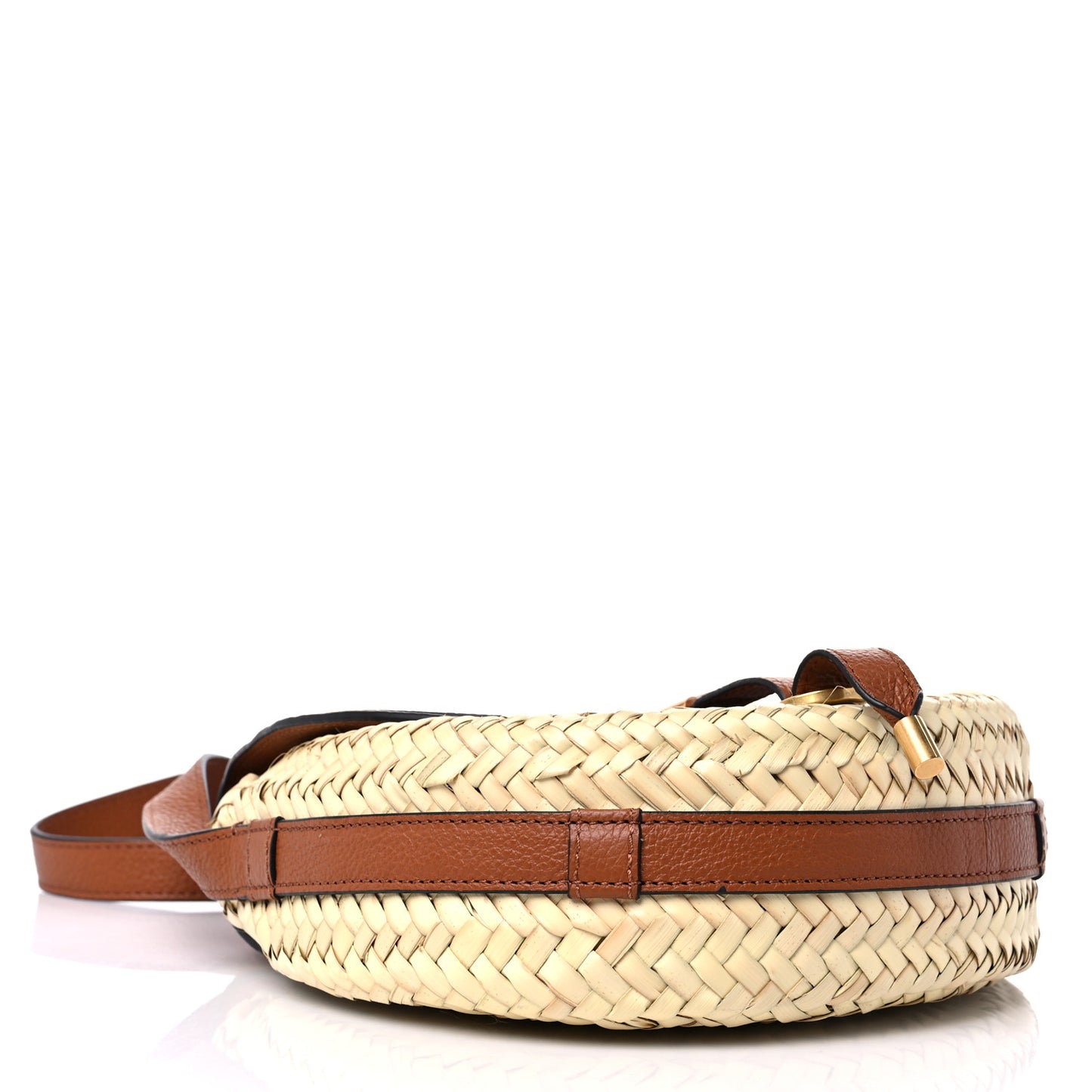 Raffia Small Grain Calfskin Small Marcie Basket Crossbody Tan