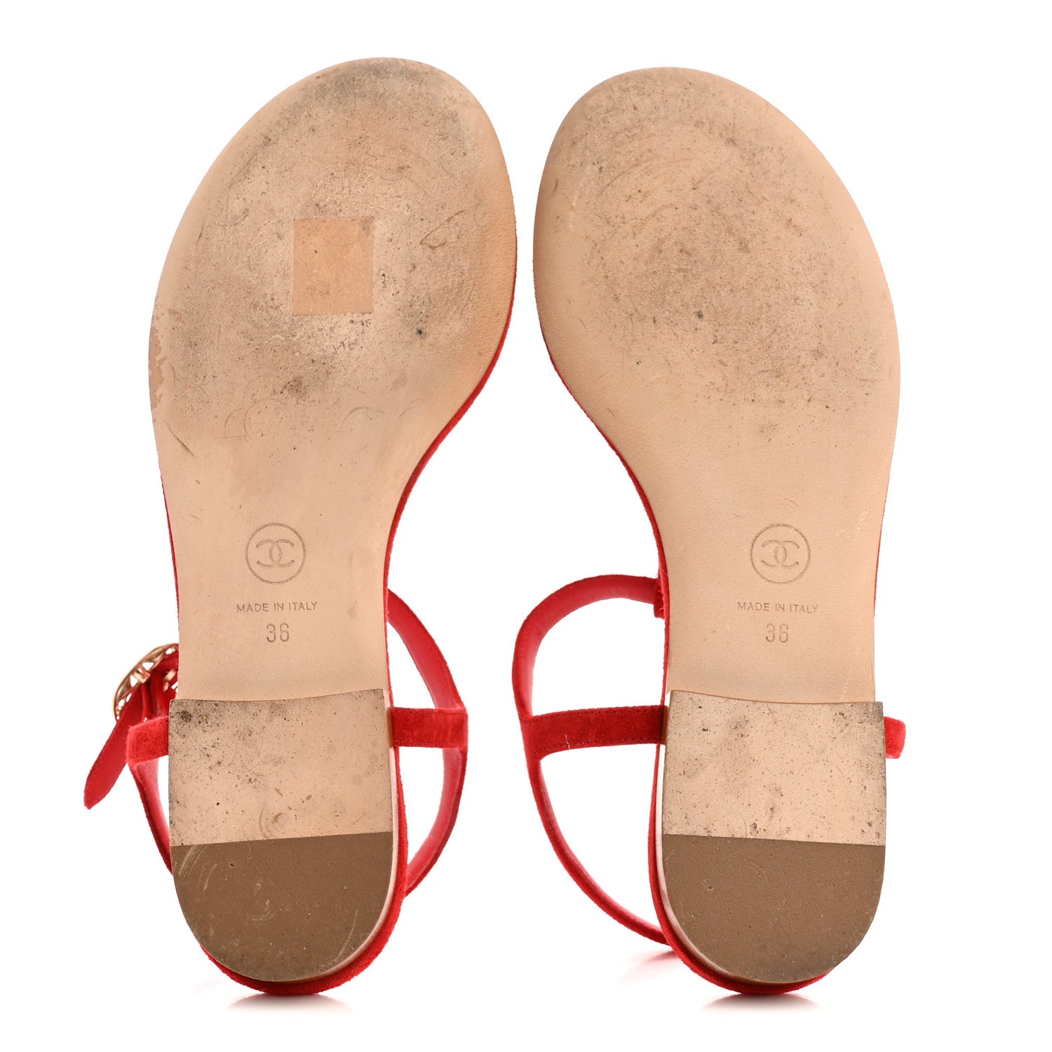 Chanel Suede Calfskin Thong Sandals 36 Red 6 of 12